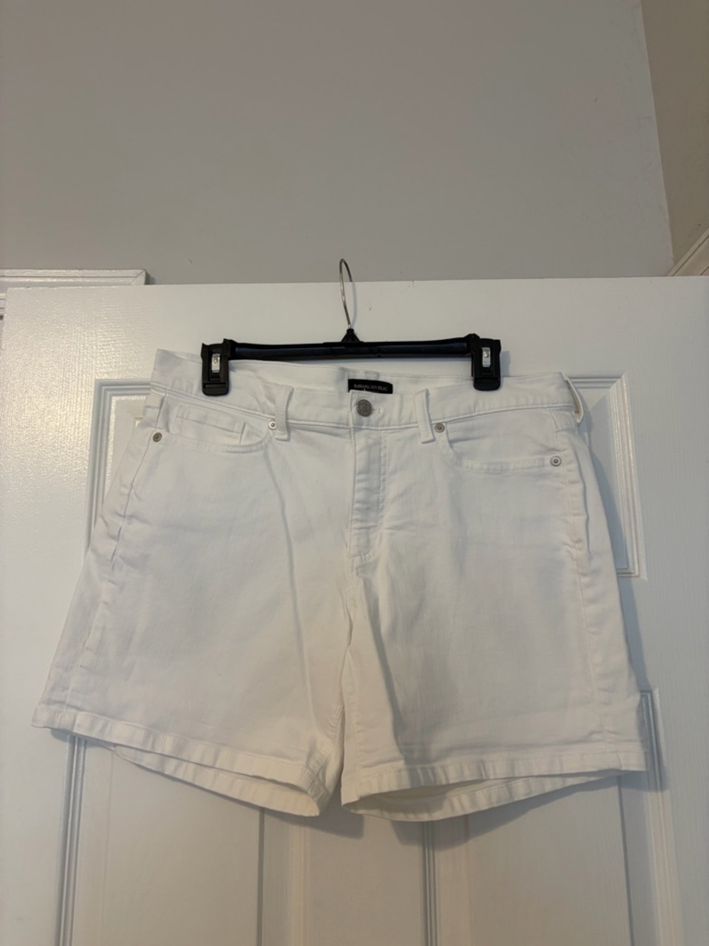 Banana Republic White Denim Mid-Rise Shorts